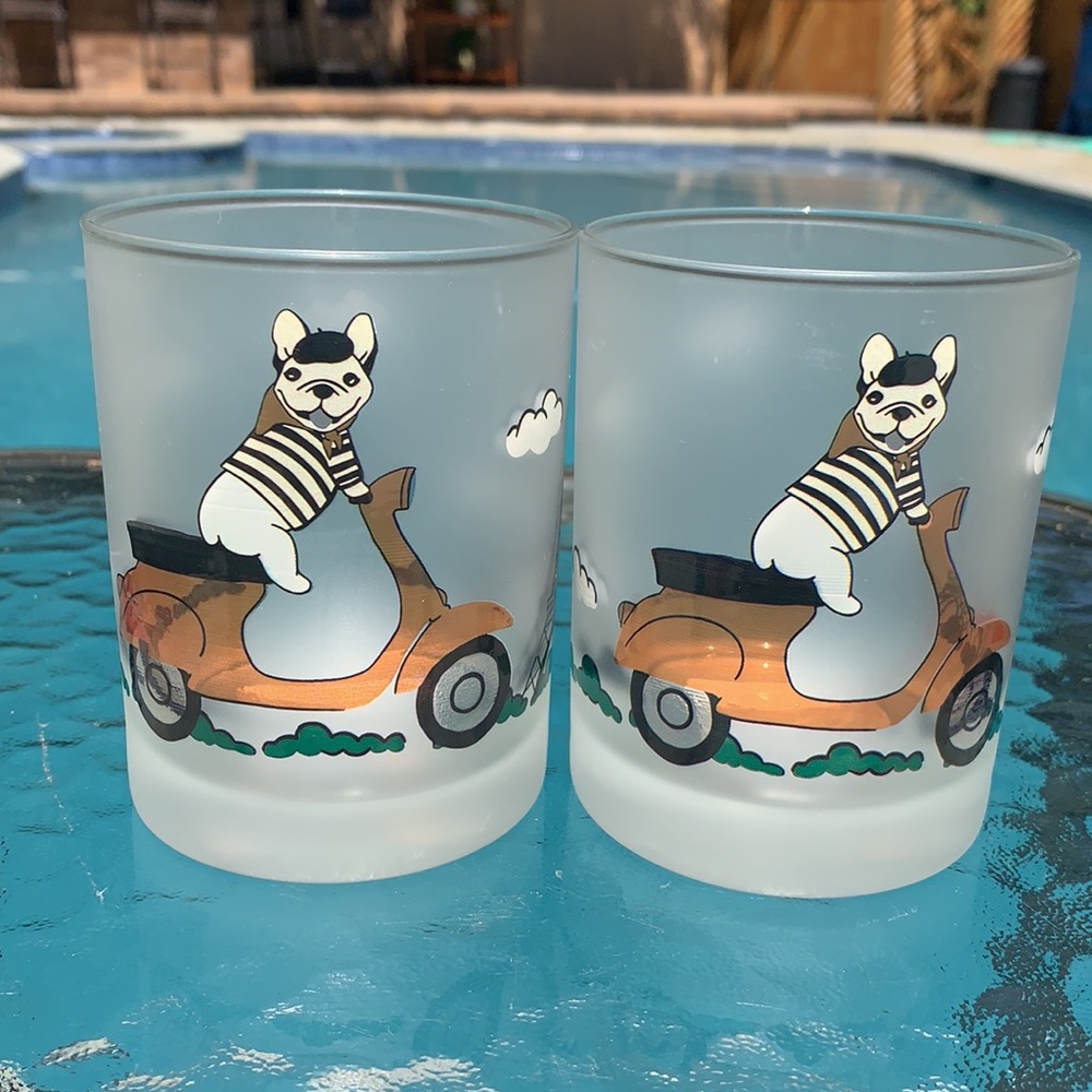 New Frosted French Bulldog Drinking Glass in Paris